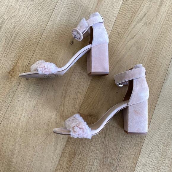 Madewell - The Regina Ankle Strap Shearling Sandal in Nude - Picture 4 of 9